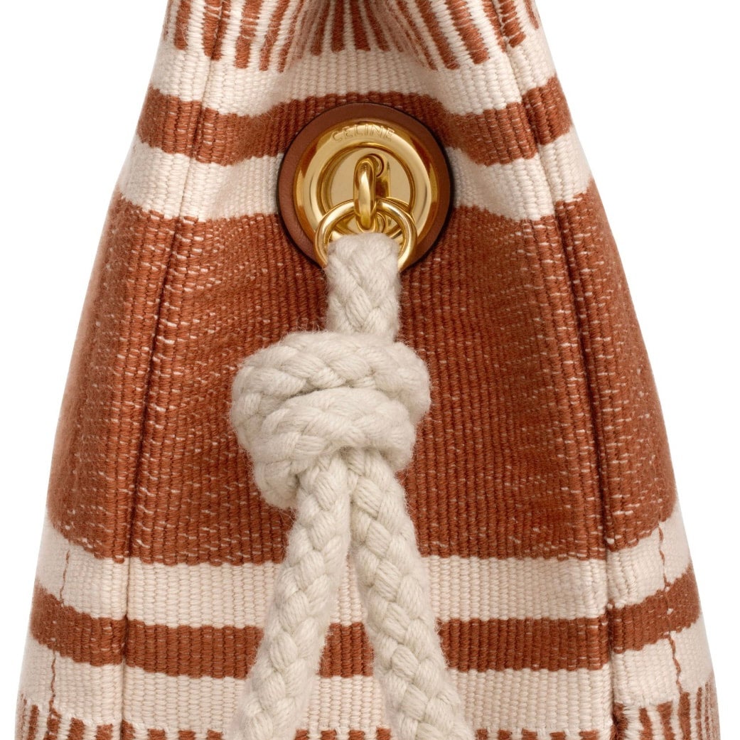 【CELINE】THAIS POUCH CELINE Textile Striped Logo Thais Pouch Sienna 1463493
